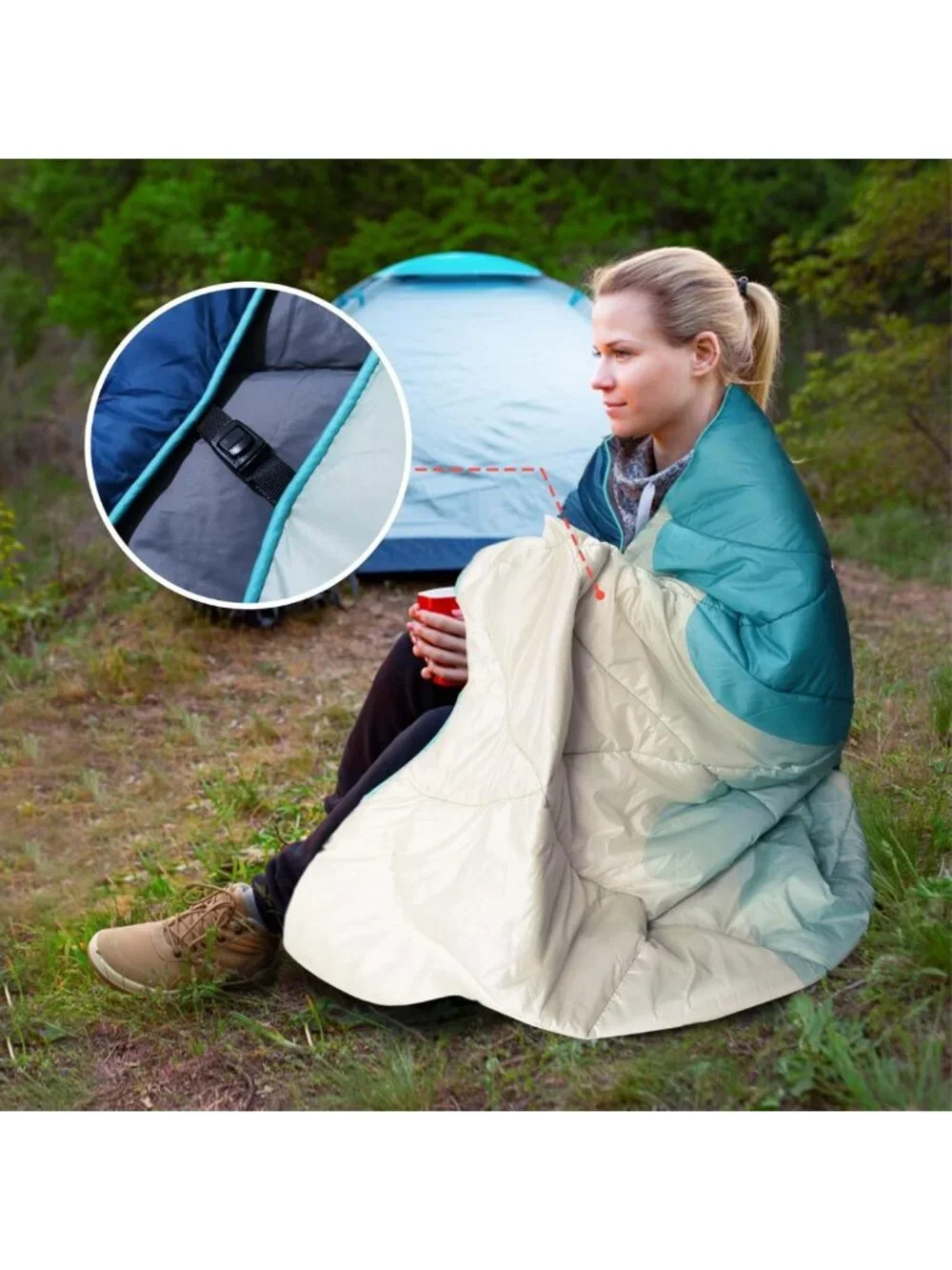 Lightweight Waterproof Camping Blanket, Ultra Warm Down Alternative Quilt for